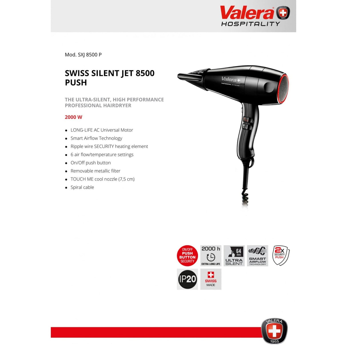 Swiss Silent Jet 8500 Push Button Hair Dryer. 2000w | EPAVLB