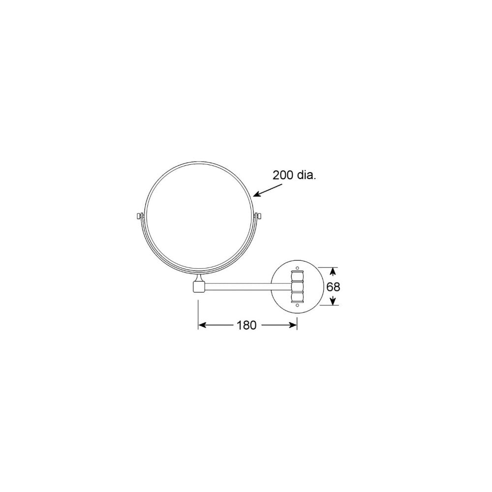 Wall Mounted Double Sided Single Arm Mirror Ø200mm