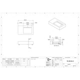 The Monolith M+ or L+ Series Wall Mounted Wash Basin With Left Hand Vanity Area L.800mm (450 or 600mm Depth)