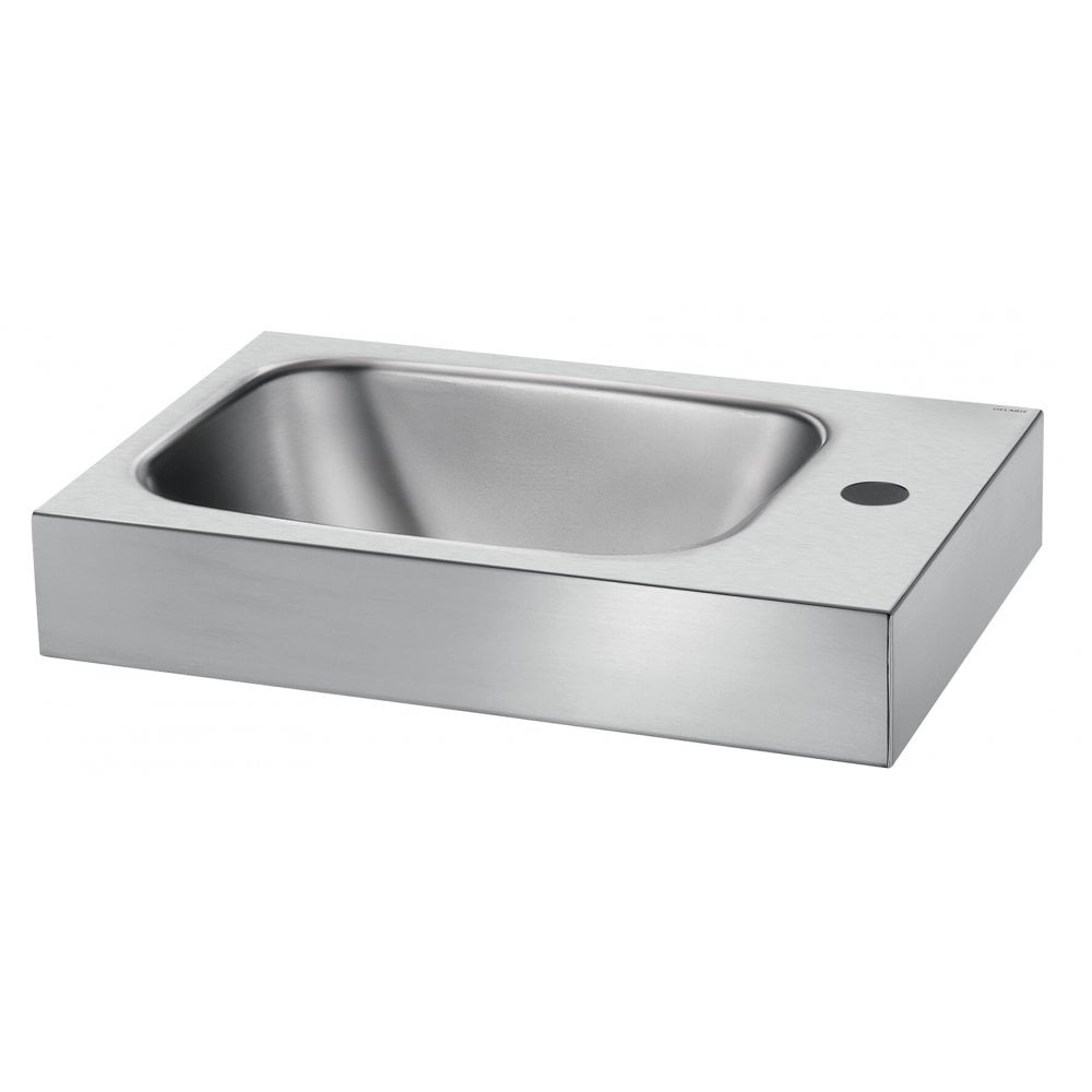 LAVANDO 450x300 Stainless Steel Wall Mounted Hand Washbasin with Ø35mm Tap Hole on Right Side 121370