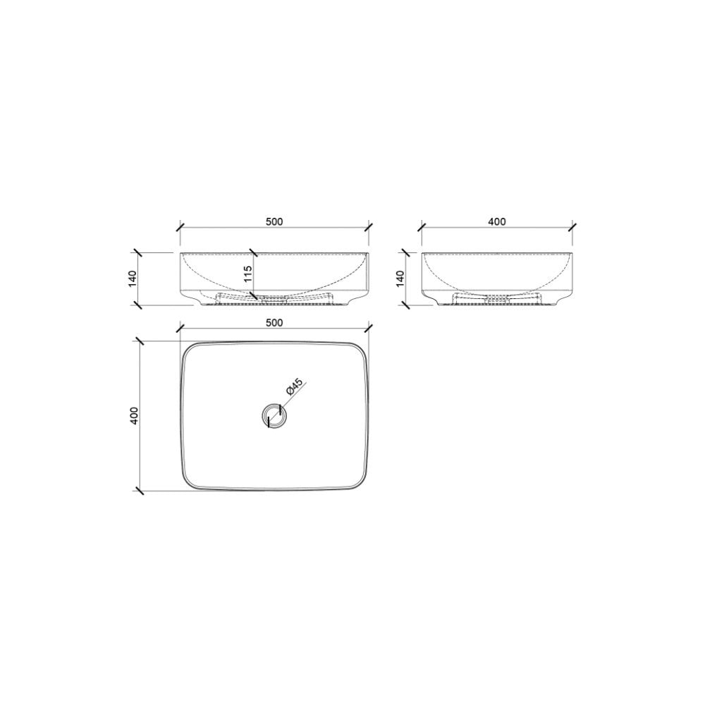 AQUAECO Attache Countertop Wash Basin 500x400