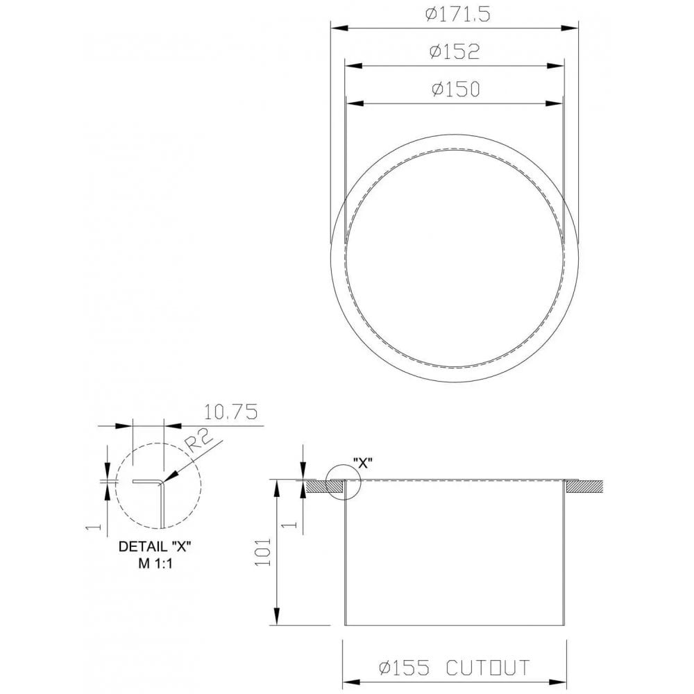 Dolphin Counter Mounted Stainless Steel Bin Ring
