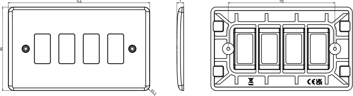 4G Grid Faceplate [Part M Compliant] - Secondary View