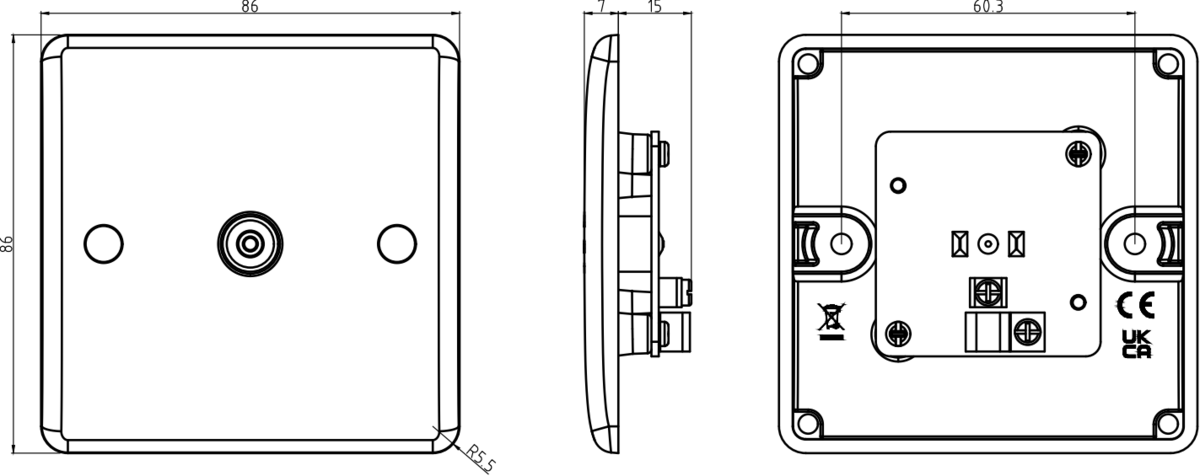 Knightsbridge Coax TV Outlet - Additional Image
