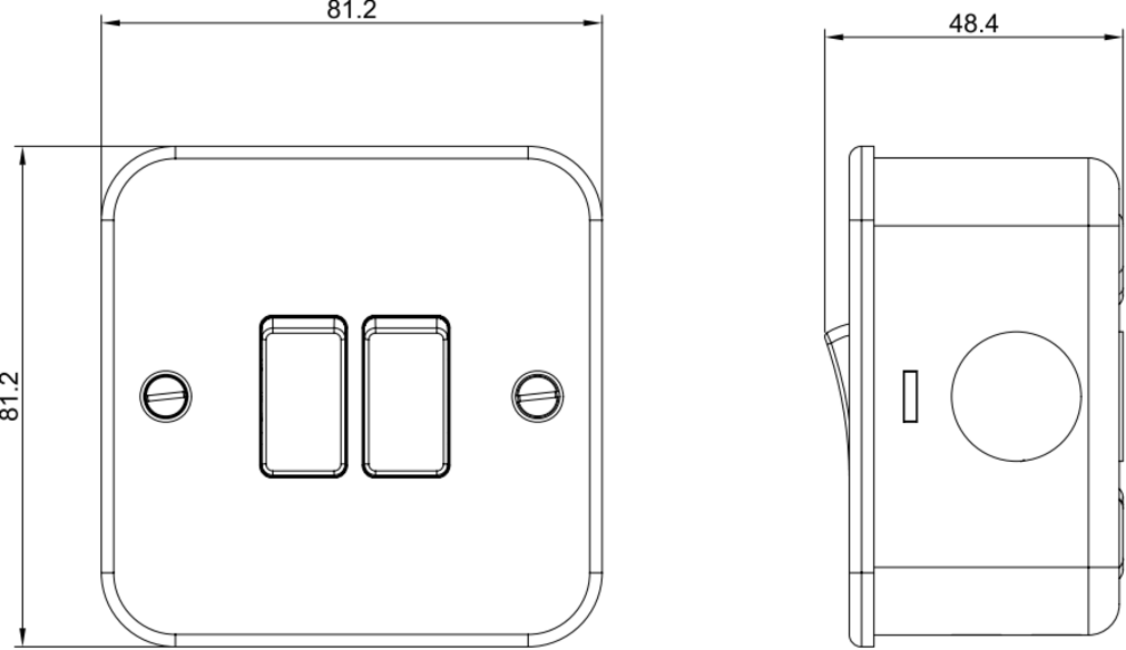 Metal Clad 10AX 2G 2 Way Switch - Additional View