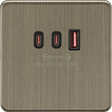 1G Dual USB-C and USB-A Charger Plate - Antique Brass