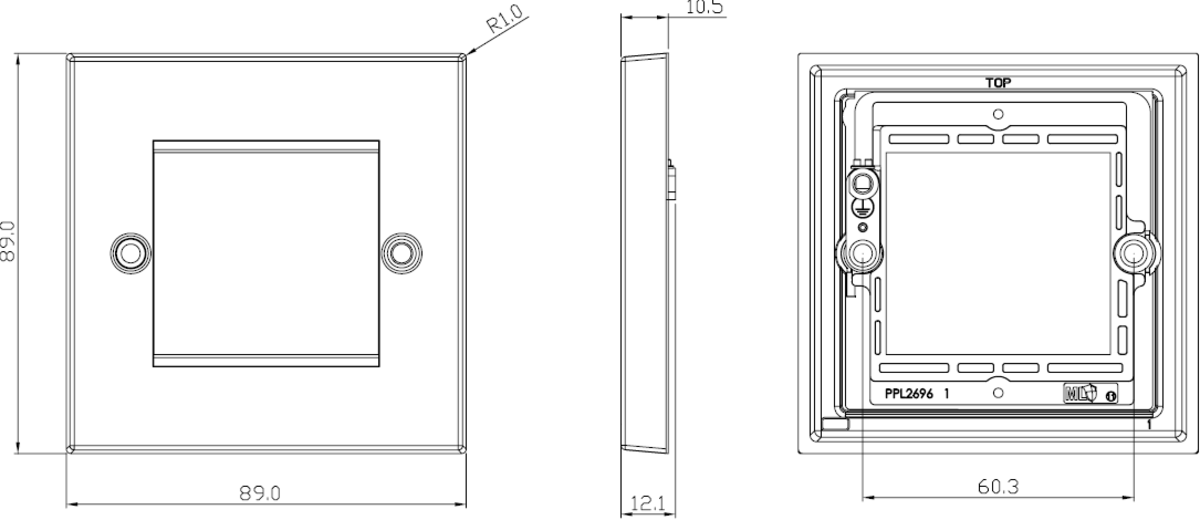 2G Modular Faceplate - Brushed Chrome - Square Edge