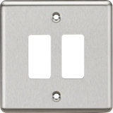 Knightsbridge 2G Grid Faceplate - Rounded Edge, Brushed Chrome
