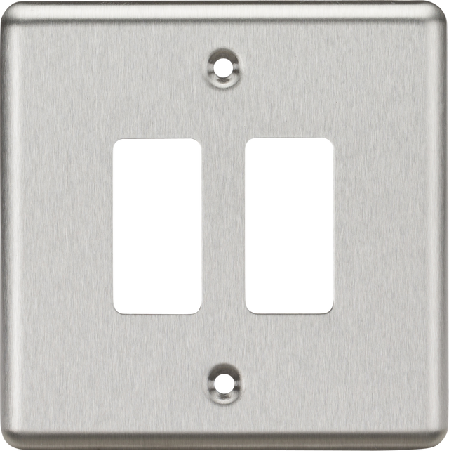 Knightsbridge 2G Grid Faceplate - Rounded Edge, Brushed Chrome