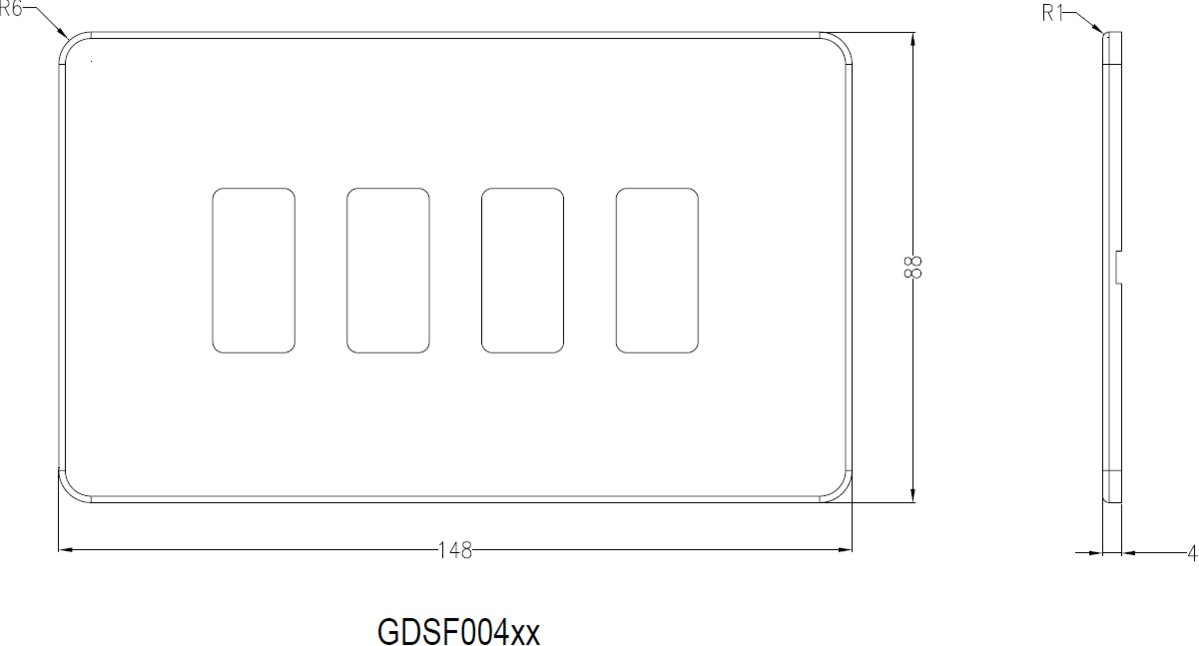 Screwless 4G Grid Faceplate - Matt Black