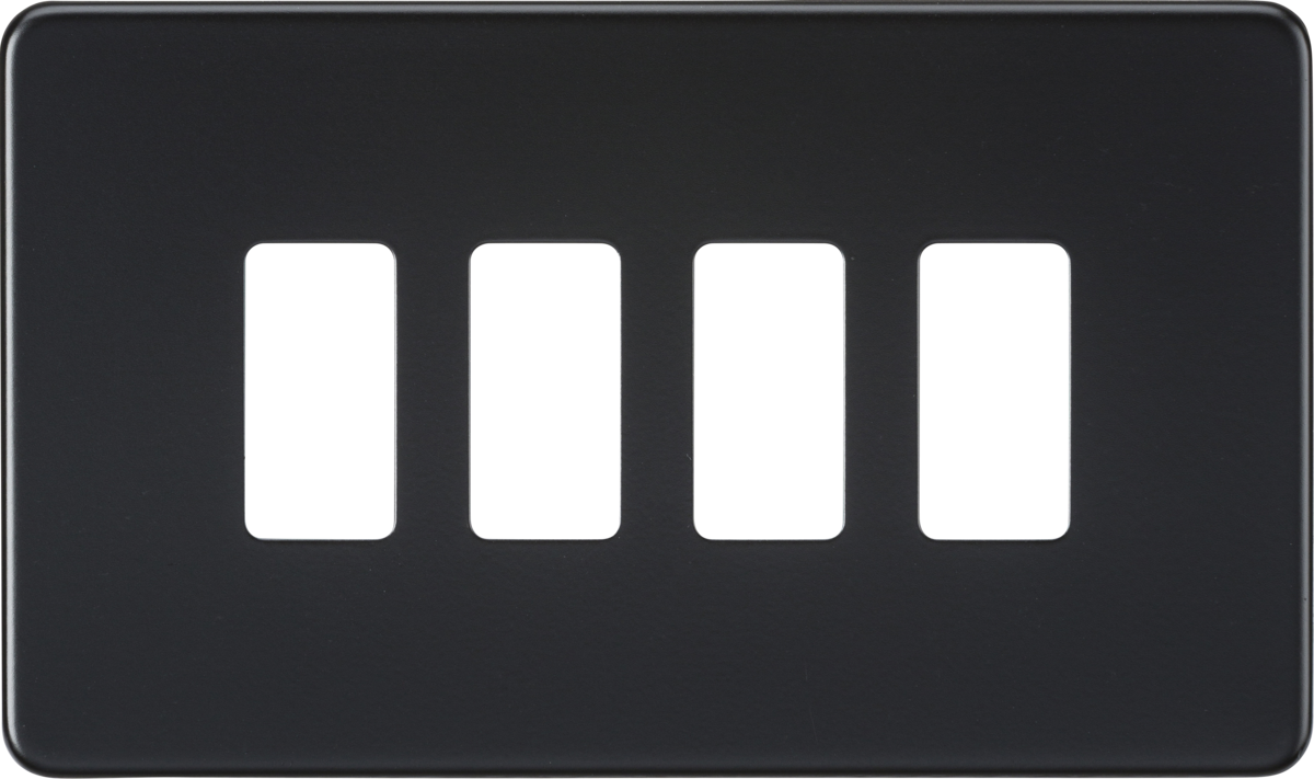Screwless 4G Grid Faceplate - Matt Black