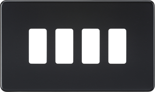 Screwless 4G Grid Faceplate - Matt Black