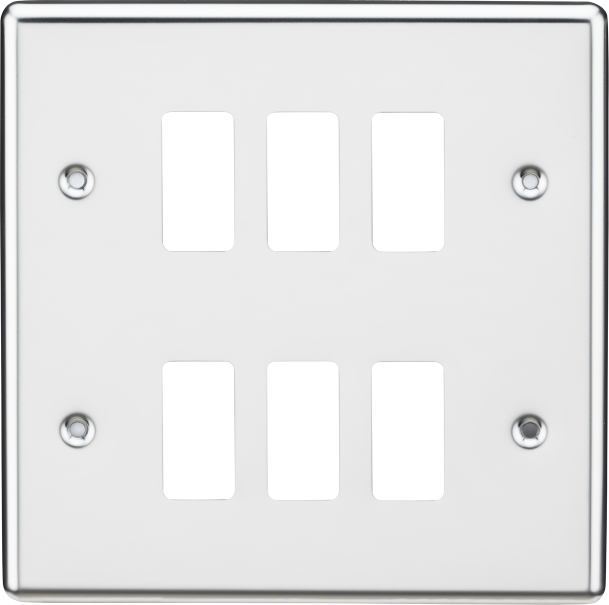 Knightsbridge 6G Grid Faceplate - Rounded Edge Polished Chrome