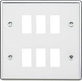Knightsbridge 6G Grid Faceplate - Rounded Edge Polished Chrome