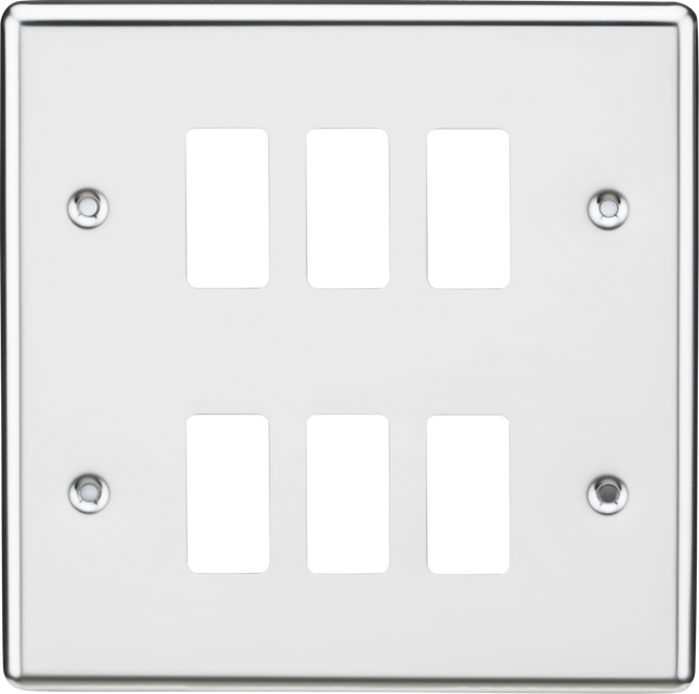 Knightsbridge 6G Grid Faceplate - Rounded Edge Polished Chrome