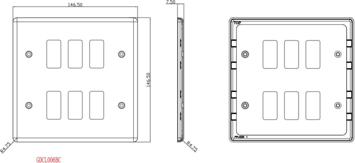 Knightsbridge 6G Grid Faceplate alternative view