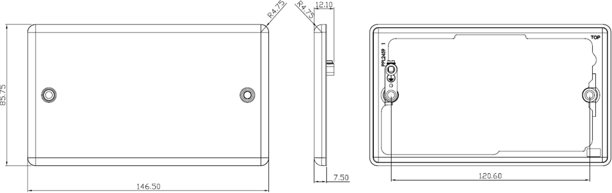 Additional view of 2G Blanking Plate - Polished Chrome, Rounded Edge Design