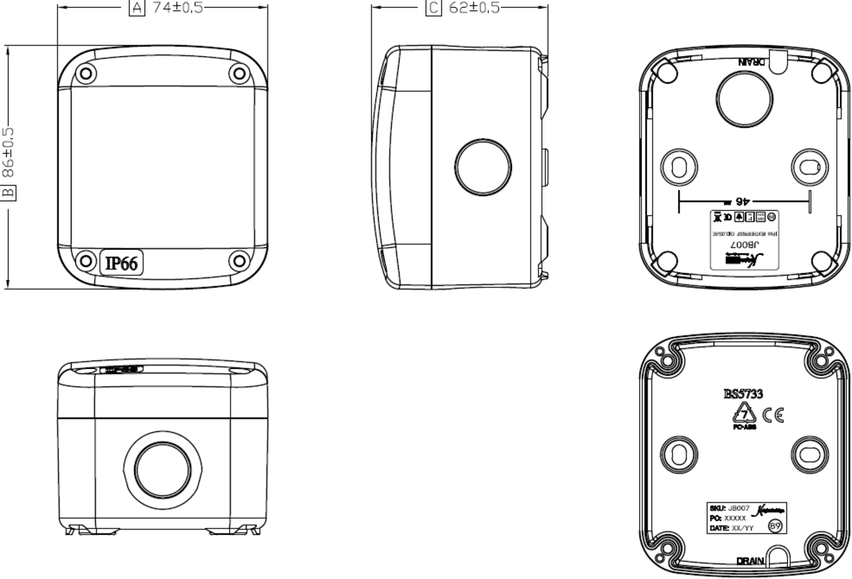 Weatherproof Outdoor Enclosure Small - Black Polycarbonate