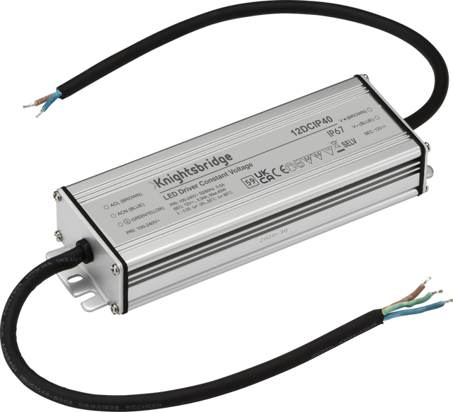 12V IP67 40W DC LED Driver - Constant Voltage, Grey