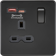 13A 1G SP Switched Socket with Dual USB A+C - Matt Black