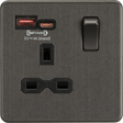 Smoked Bronze 13A 1G Switched Socket with Dual USB A+C
