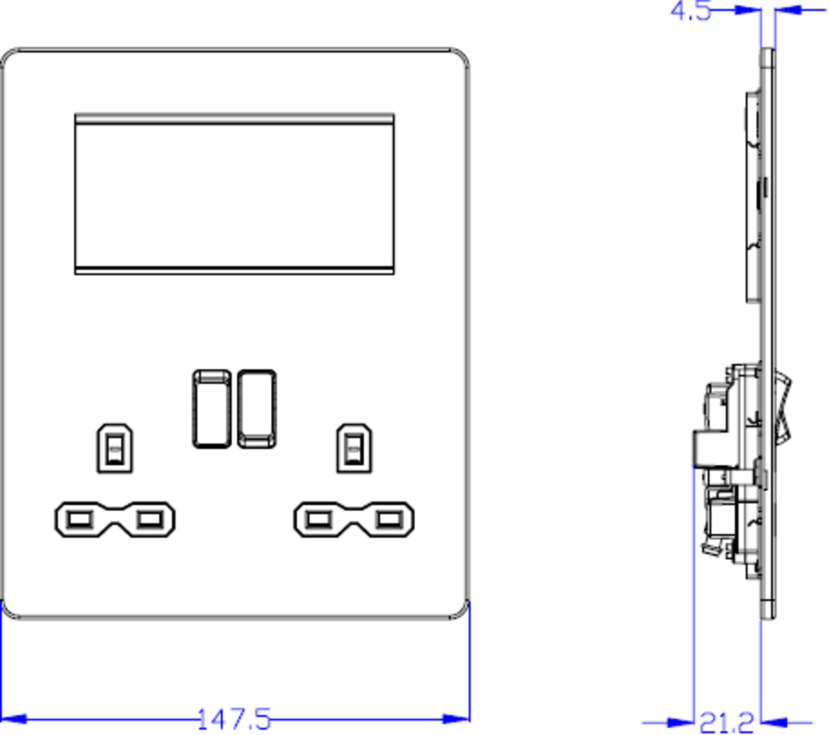 Alternate view of Small Multimedia Combination Plate - Brushed Chrome