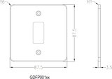 1G Flat Plate Grid Faceplate - Brushed Brass Side View