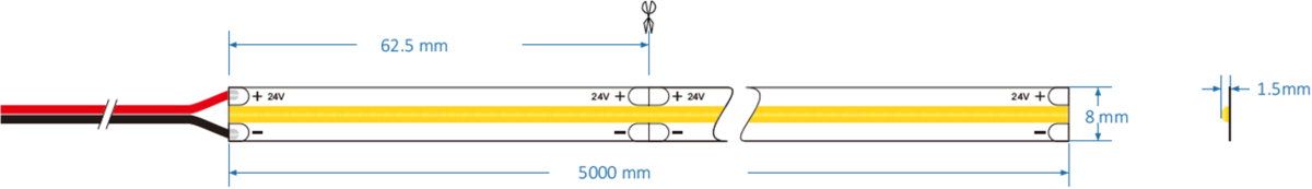 24V IP20 CoB LED Flex Cool White 4000K Close-up View