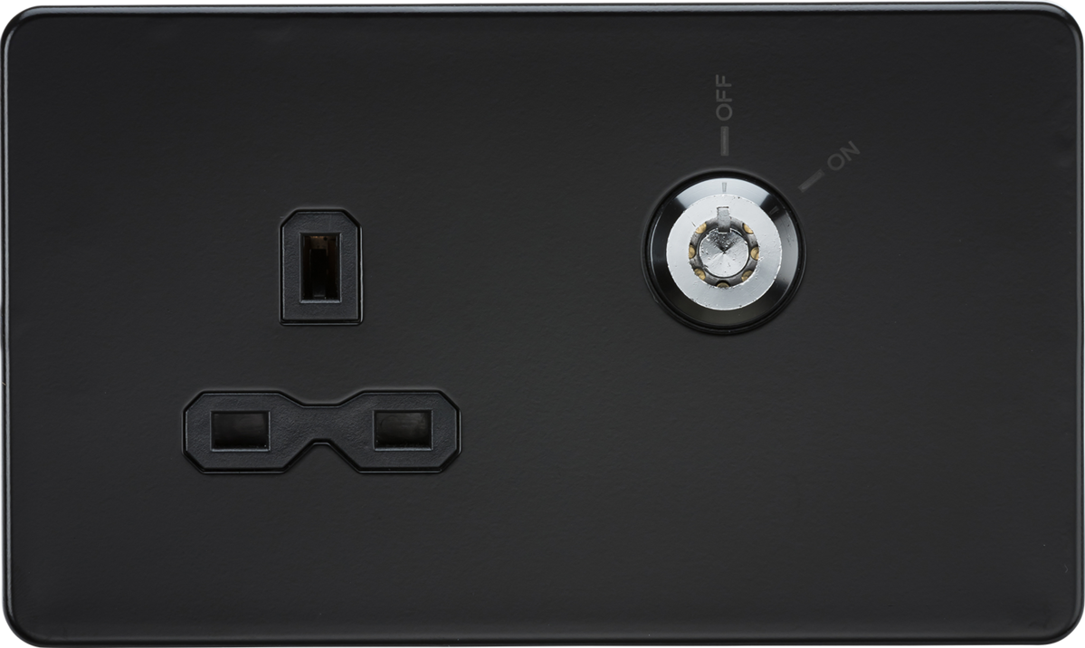 Double Socket, Matt Black, Knightsbridge SFR9LOCKMB | WME