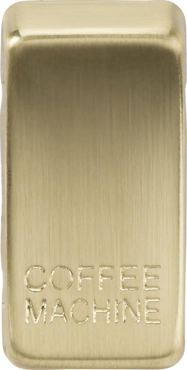Switch cover marked COFFEE MACHINE in brushed brass