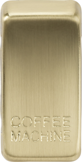 Switch cover marked COFFEE MACHINE in brushed brass