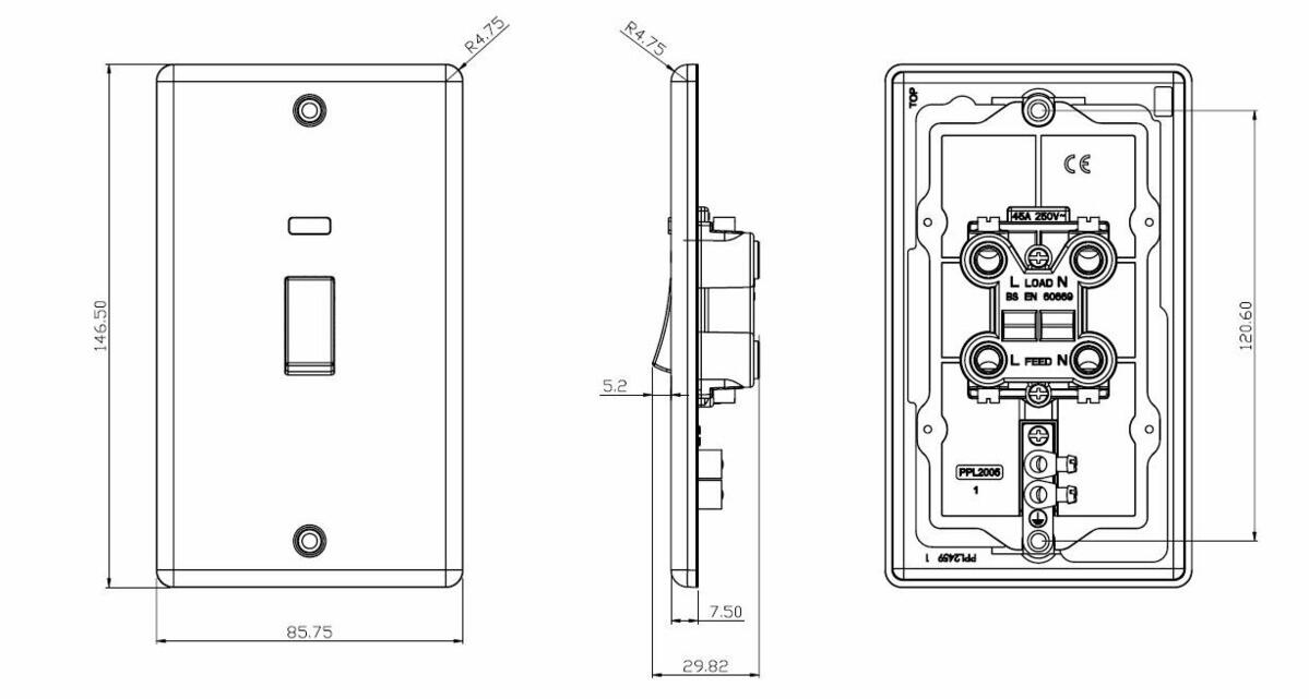 Additional view of 45A DP Switch with Neon - Polished Chrome