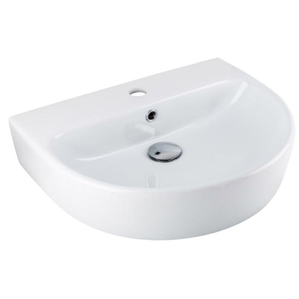 AQUAECO Envoy D-Shaped Wall Mounted One Hole Wash Basin
