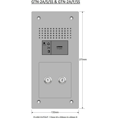 Aiphone GTN-2A/S/SS surface audio panel