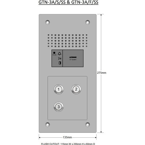 Aiphone GTN-3A/S/SS surface audio panel
