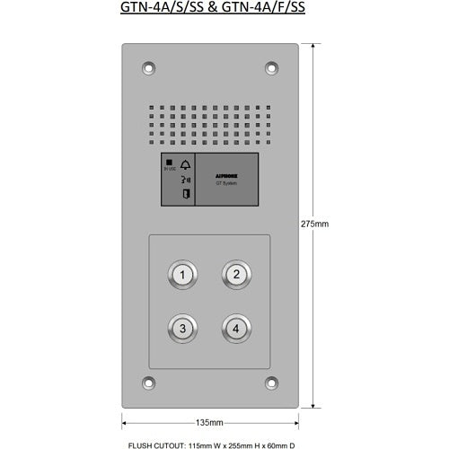 Aiphone GTN-4A/S/SS surface audio panel