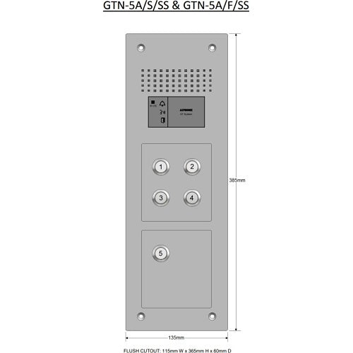 Aiphone GTN-5A/F/SS flush audio panel