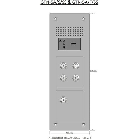 Aiphone GTN-5A/F/SS flush audio panel