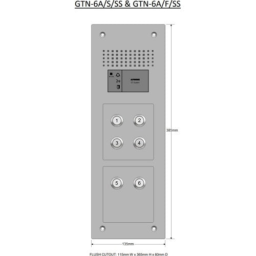Aiphone GTN-6A/F/SS flush audio panel