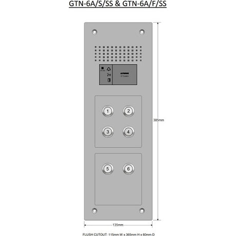 Aiphone GTN-6A/F/SS flush audio panel