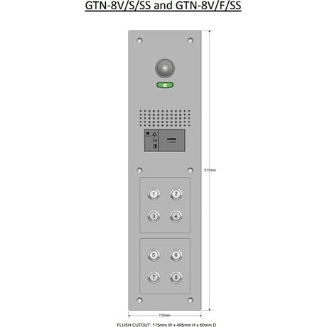 Aiphone GTN-8V/F/SS flush video panel
