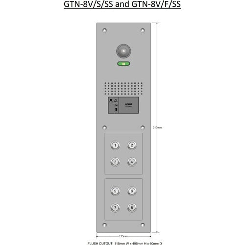 Aiphone GTN-8V/F/SS flush video panel