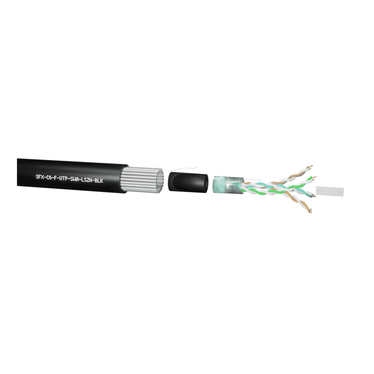 SFX Cables SFX/C6-F-UTP-SWA-LSZH-BLK-1 1M CATEGORY 6 4PR F-UTP SWA BLACK LSZH
