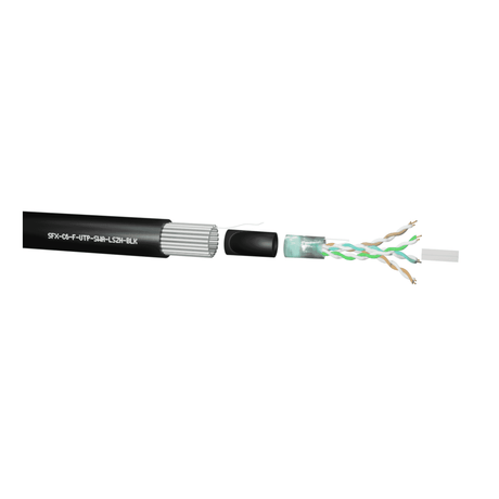 SFX Cables SFX/C6-F-UTP-SWA-LSZH-BLK-1 1M CATEGORY 6 4PR F-UTP SWA BLACK LSZH
