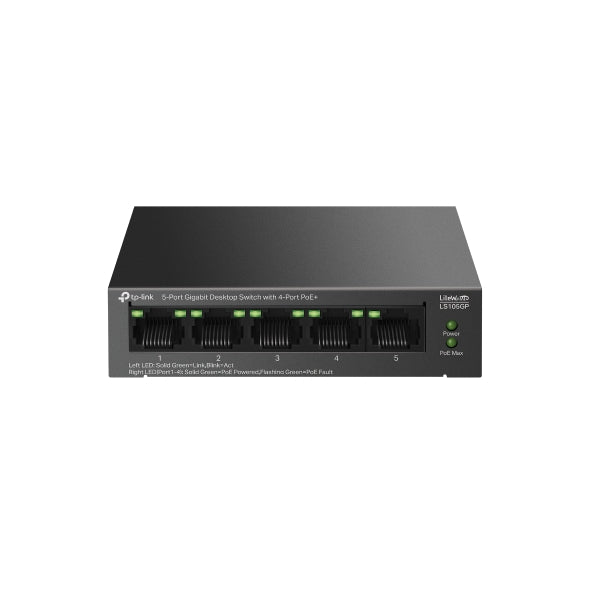 TP-Link 5-Port Gigabit PoE+ Desktop Switch – LS105GP | 4x PoE+ Ports | 65W Budget | Plug & Play Network Solution