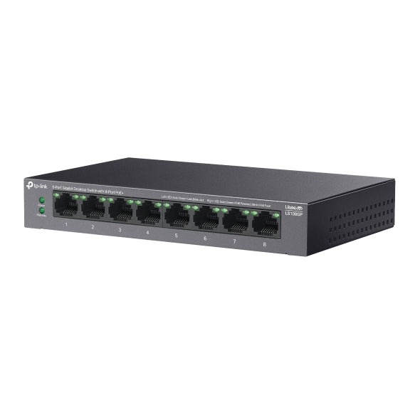 TP-Link 8-Port Gigabit Desktop PoE+ Switch – LS108GP | 62W PoE Budget | 250m Range | Plug & Play