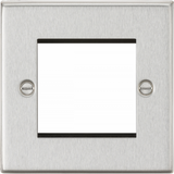 Knightsbridge: CS2GBC, 2G Modular Faceplate, Brushed Chrome, Square Edge, IP20 Rated, Compatible with Euro Modules