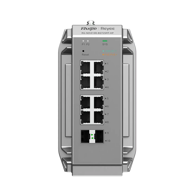 Ruijie RG-NIS3100-8GT2SFP-HP Industrial-Grade Managed PoE+ Switch