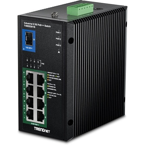 TRENDnet TI-BG5091B din-rail PoE++ switch