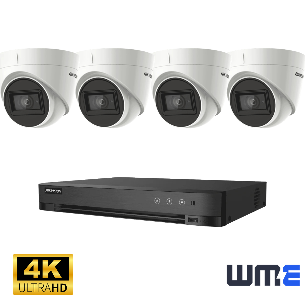 Hikvision 4K Analogue CCTV Kit – 4 Turrets + AcuSense DVR
